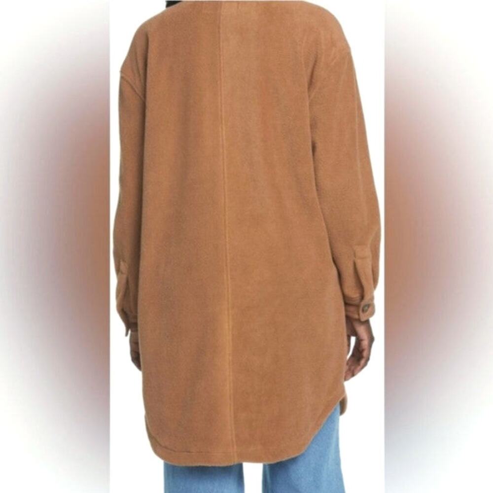 BlankNYC Fleece Shacket Camel Tan Button Down Long Jacket Size S Oversized - Picture 7 of 16